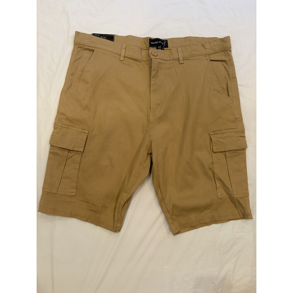Wicked Stitch Shorts Men's 40x11 Tan Flex Fabric Cargo
